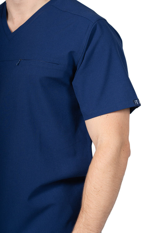 Blue Men's V-Neck Scrub Top