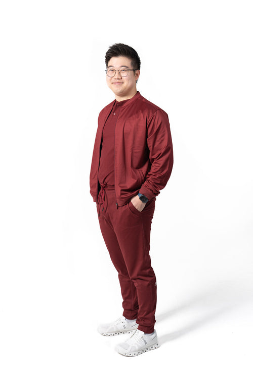 Men's Bomber Scrub Jacket in Red