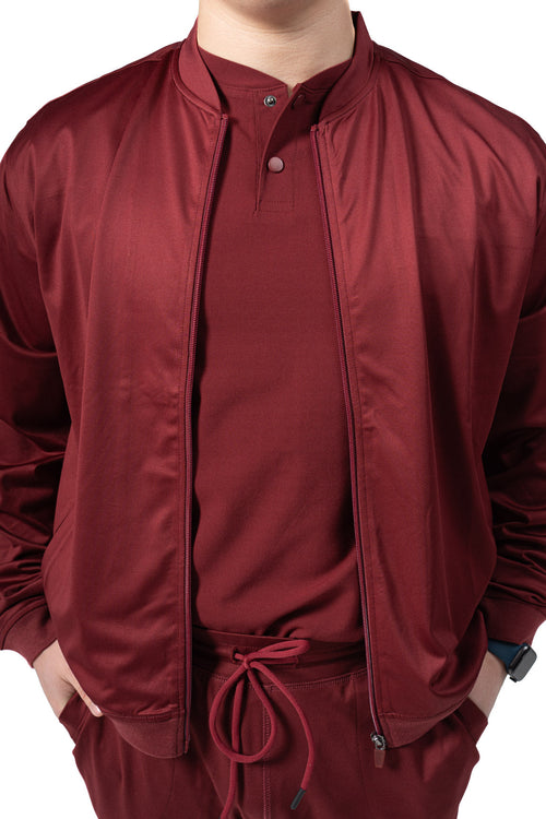 Men's Bomber Scrub Jacket in Red