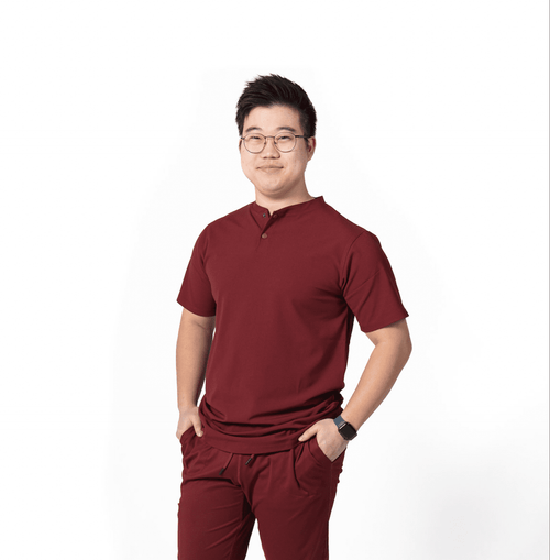 Red Men's Golf Scrub Top