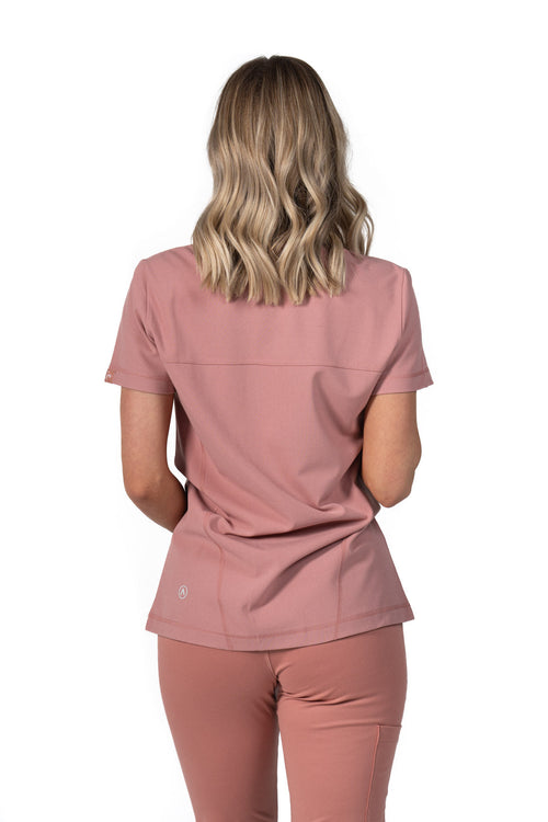 Women's One Pocket Scrub Top V-Neck Pink