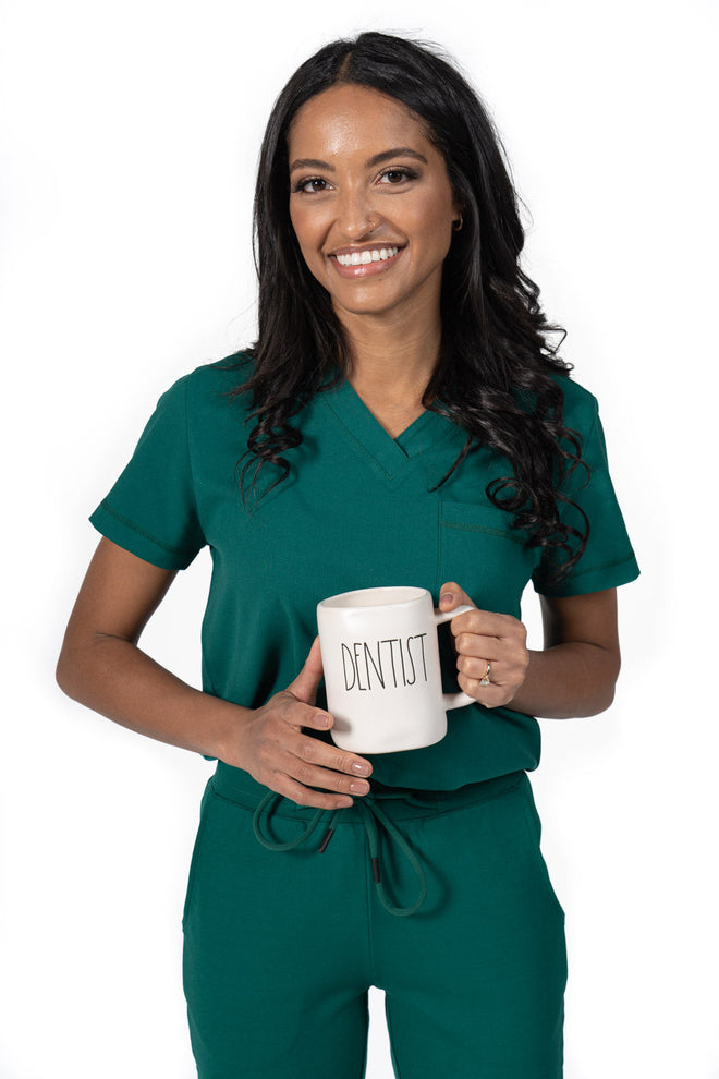 Women's One Pocket Scrub Top V-Neck Green