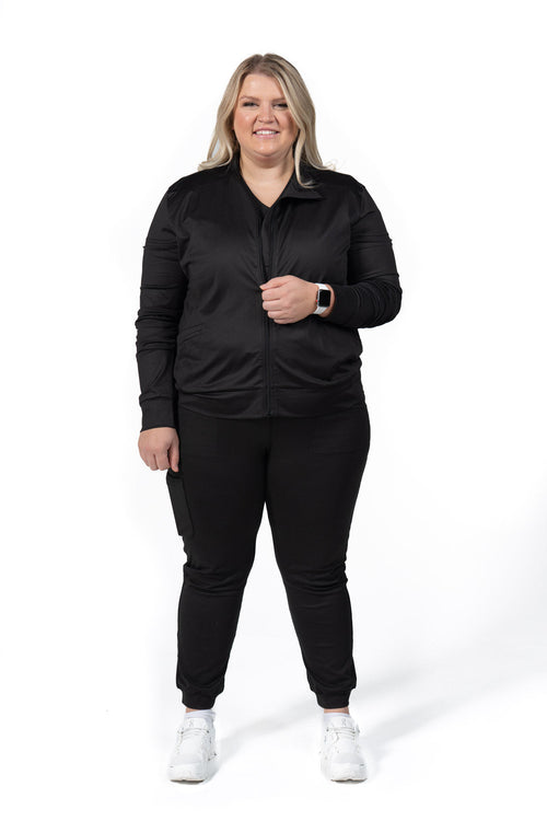 Women's Slim Fit Scrub Jacket Black