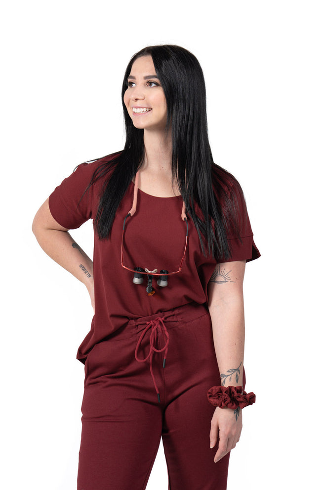 Women's Tunic Scrub Top Red