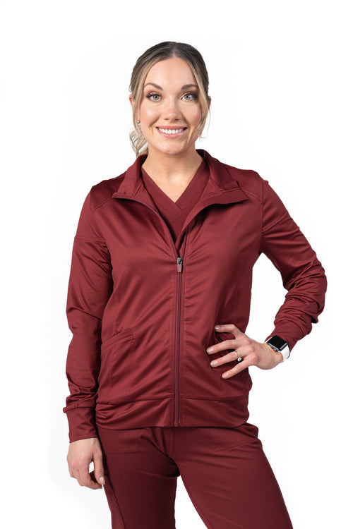 Women's Slim Fit Scrub Jacket Red