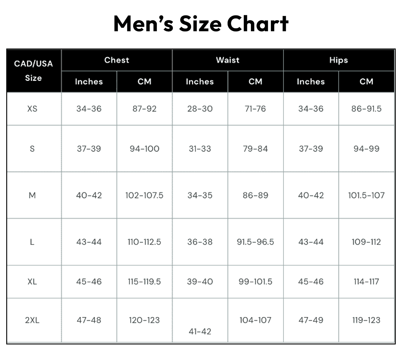 Sizing Chart