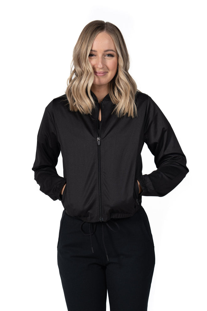 Women's Bomber Scrub Jacket Black