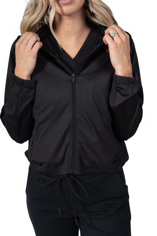 Women's Bomber Scrub Jacket Black