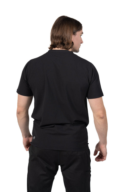 Black Men's V-Neck Scrub Top