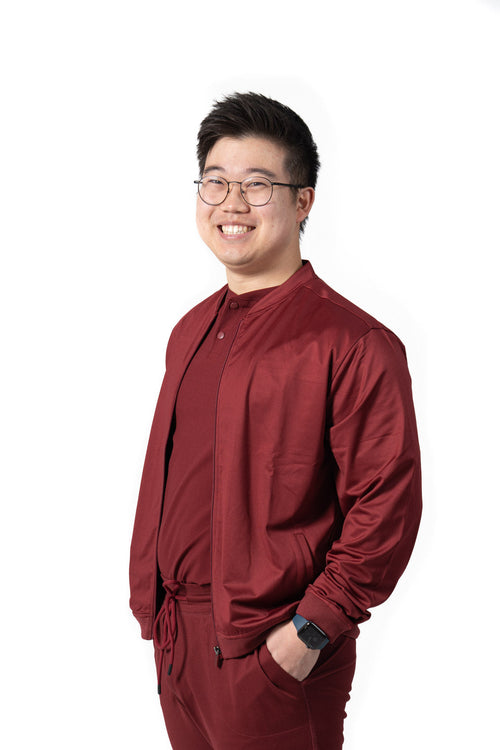 Men's Bomber Scrub Jacket in Red