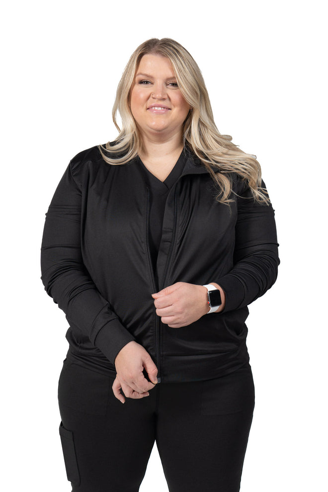 Women's Slim Fit Scrub Jacket Black
