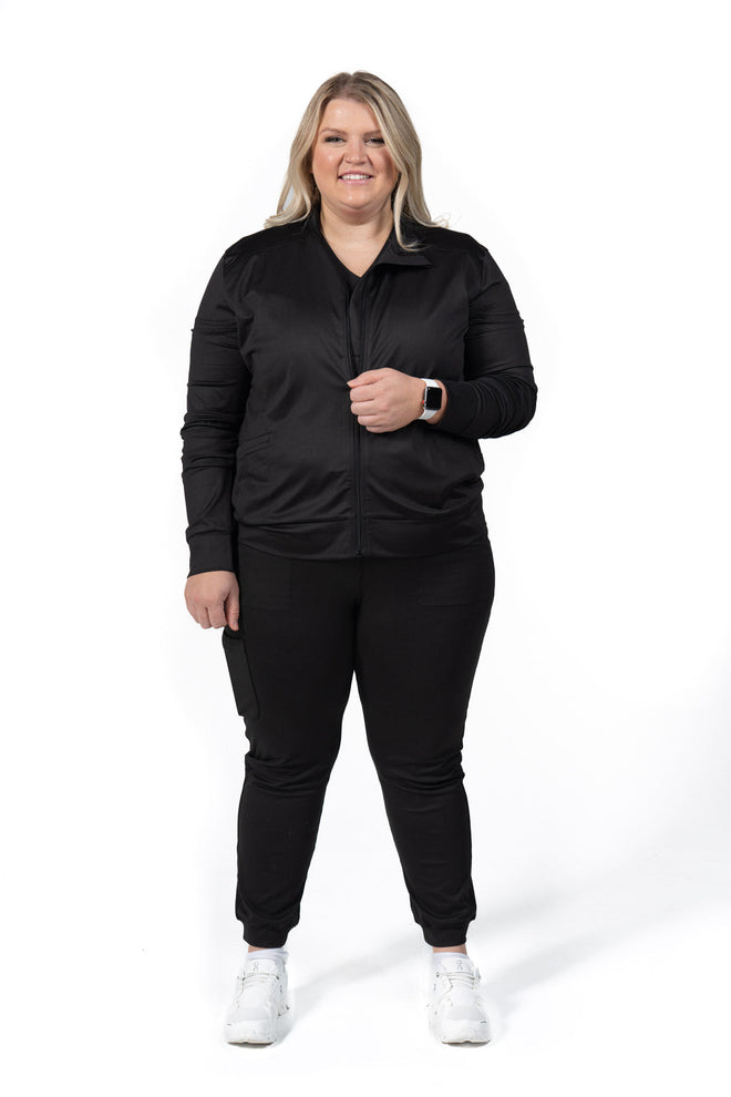 Women's Slim Fit Scrub Jacket Black